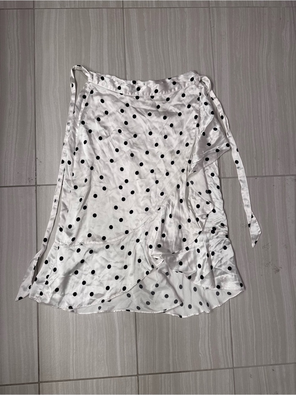 Topshop Satin Spot Ruffle Wrap Skirt - Picture 4 of 10